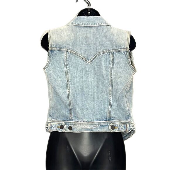Abercrombie & Fitch Light Wash Distressed Denim Vest Vintage Size Small - Picture 4 of 11